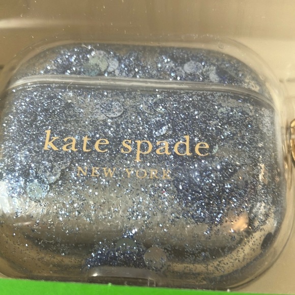 Kate Spade: Blue Glitter AirPods Case- Gen 3- Gold Tone - Picture 16 of 16